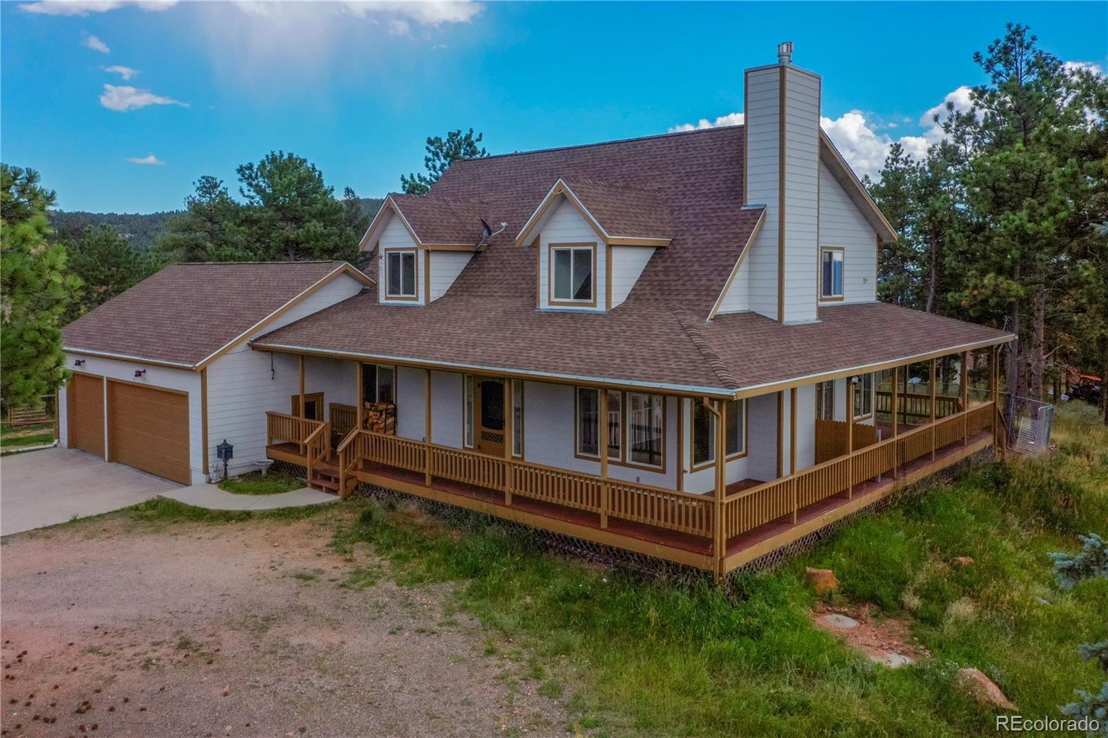 13093 Lori Drive Conifer, CO 80433 - Photo 26 of 36 a aerial view of a house with a yard and deck