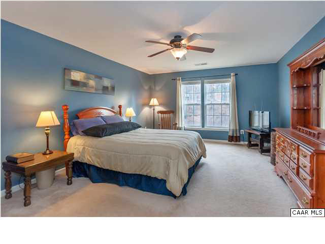 602 Rainier Road Charlottesville, VA 22903 - Photo 10 of 18 a spacious bedroom with a bed and a chandelier