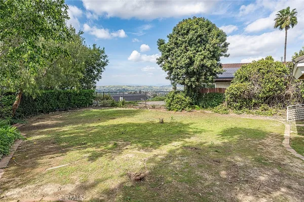 a view of a yard with an trees