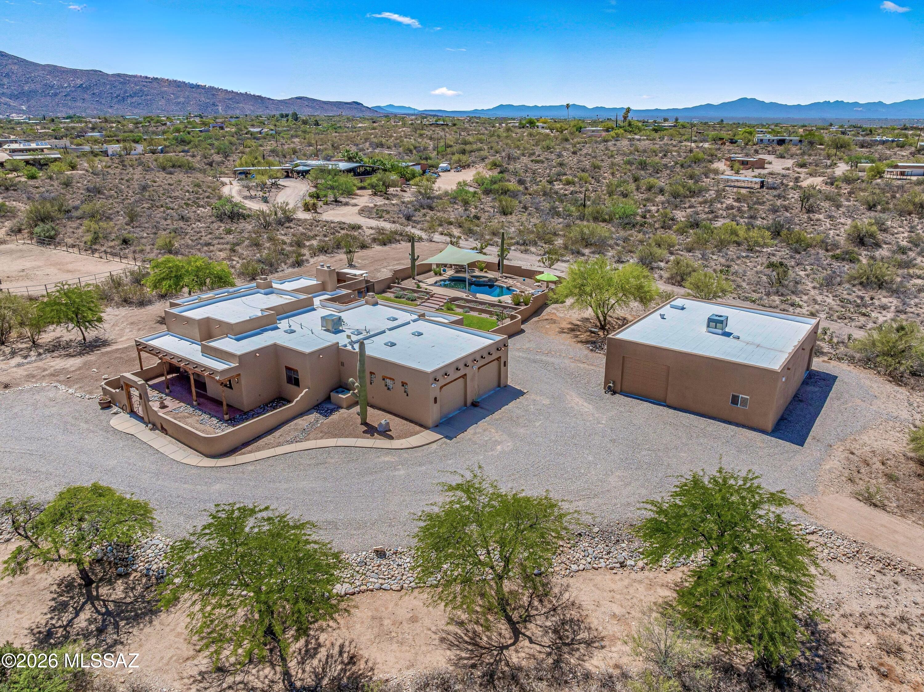 11160 East Golf Links Road Tucson, AZ 85730 - Photo 46 of 51 Aerial of the home and workshop facing SE.