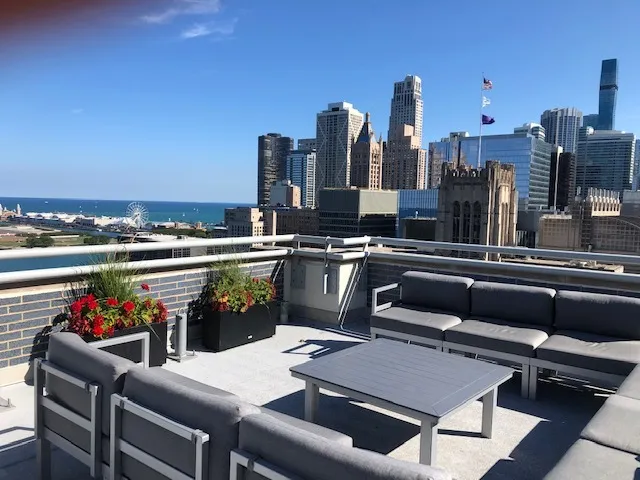 a view of a terrace with sitting area