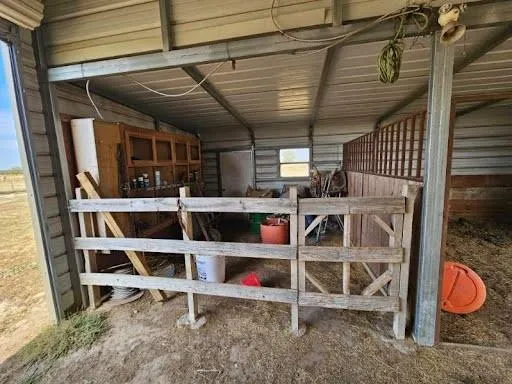 a view of a room with racks