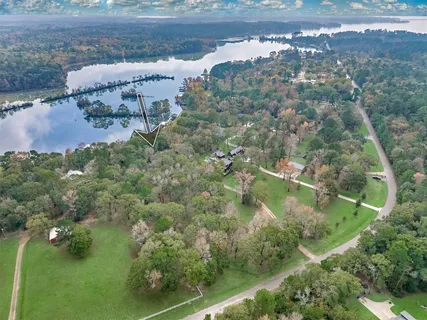 a view of a lake from a yard