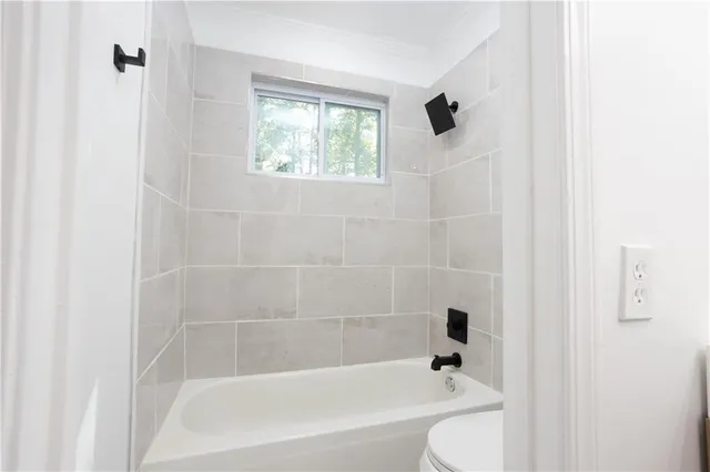 a bathroom with a bathtub