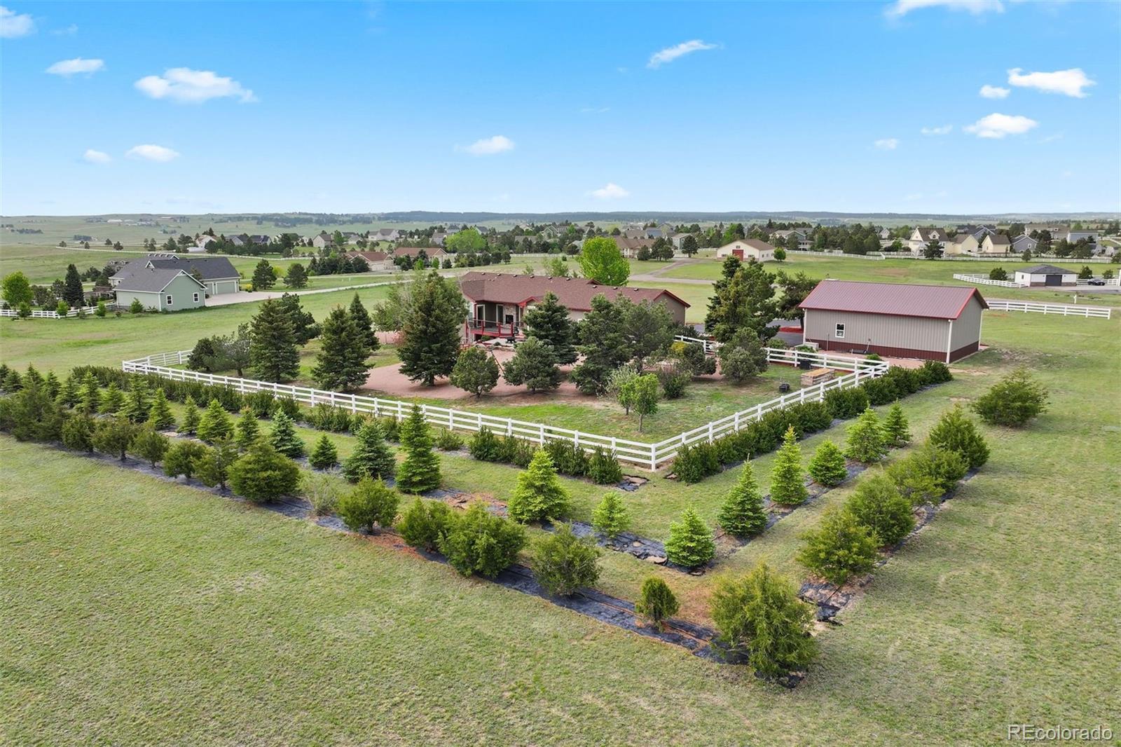 3519 Zane Grey Loop Parker, CO 80138 - Photo 2 of 40 an aerial view of a city with lots of residential buildings and mountain view in back
