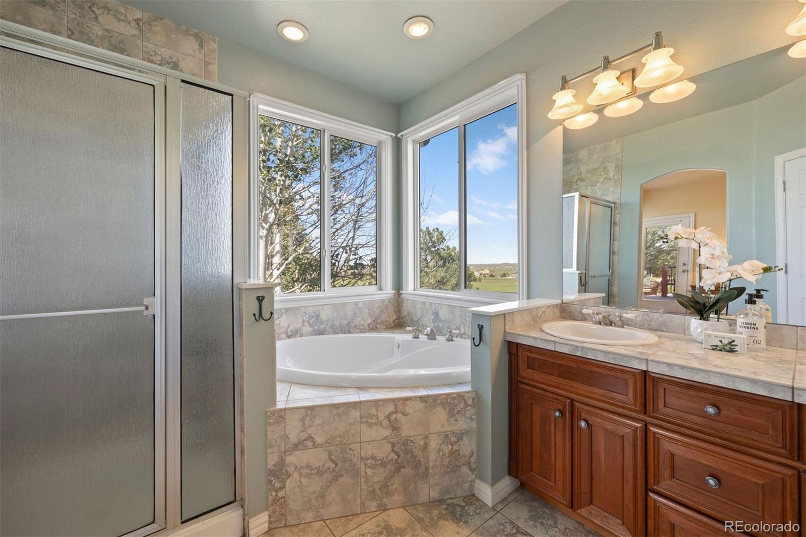 3519 Zane Grey Loop Parker, CO 80138 - Photo 30 of 40 a bathroom with a tub sink and mirror