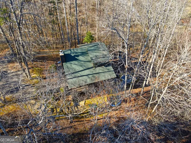 a view of a back yard of a lake