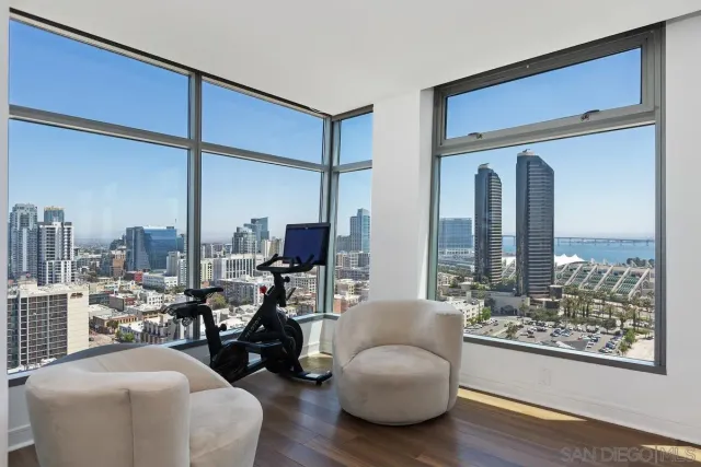 a view of a city from a balcony