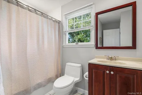 a bathroom with a toilet a sink and a mirror