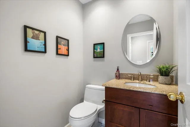 a bathroom with a toilet a sink and mirror