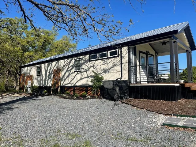 a view of sitting area in front of a building