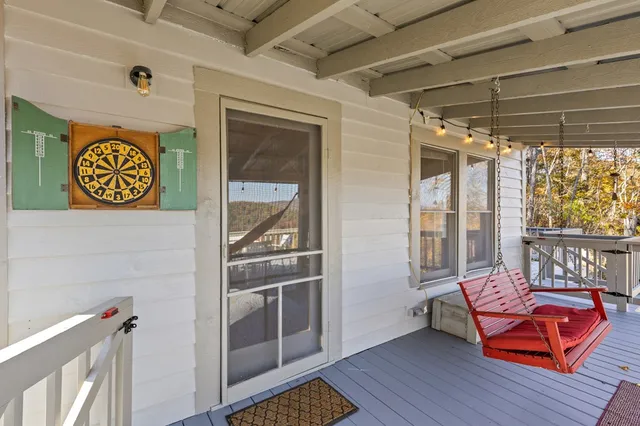 a view of porch with seating space