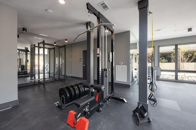 a view of a room with gym equipment