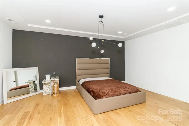 a bathroom with mirror and