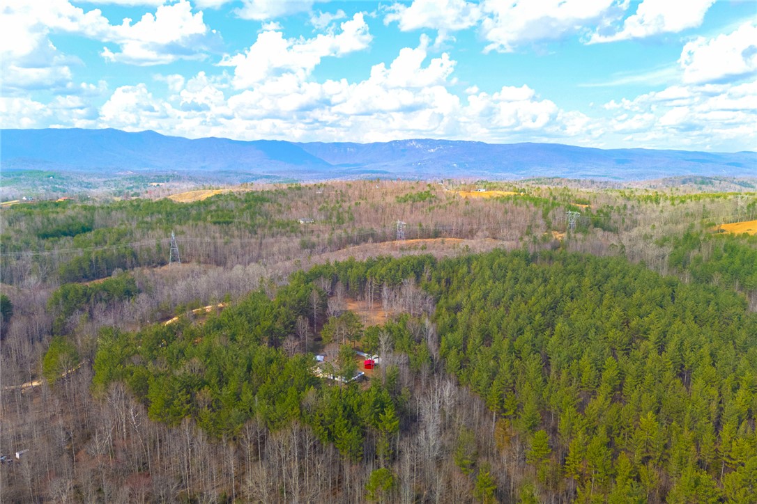 196 Flyroot Trail Pickens, SC 29671 - Photo 43 of 48 This expansive aerial view showcases a verdant landscape with distant mountain ranges and scattered structures.