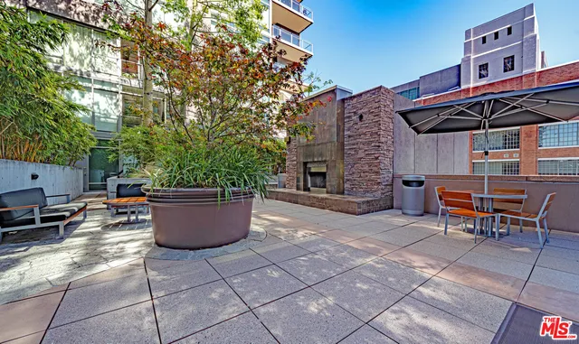 a view of outdoor space with seating space