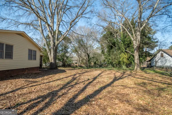 a view of backyard of house