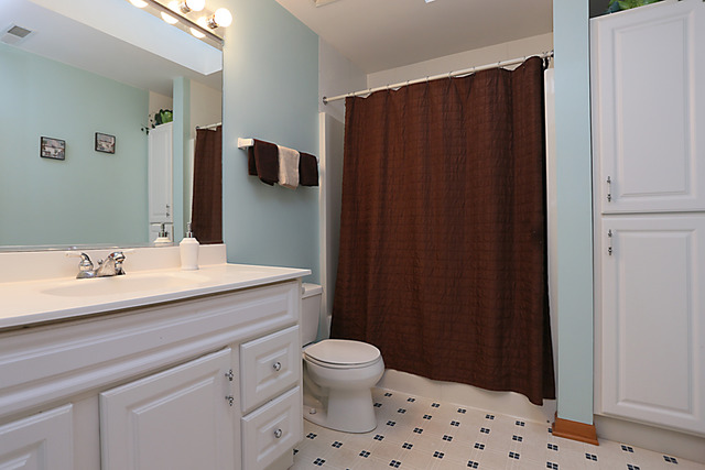 654 Ridge Drive Elburn, IL 60119 - Photo 23 of 25 a bathroom with a sink a toilet a shower and a mirror