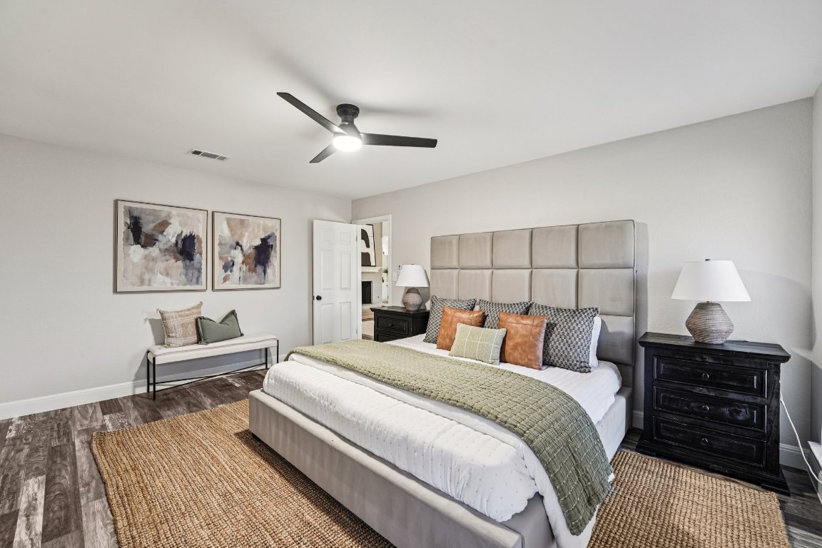 5307 Beckett Circle Austin, TX 78749 - Photo 17 of 29 Bedroom with wood finished floors and ceiling fan