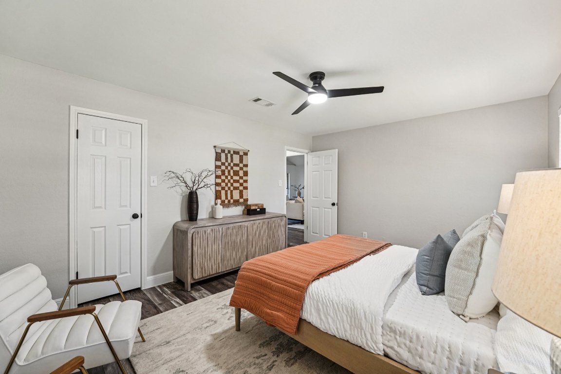 5307 Beckett Circle Austin, TX 78749 - Photo 23 of 29 Bedroom with wood finished floors and a ceiling fan