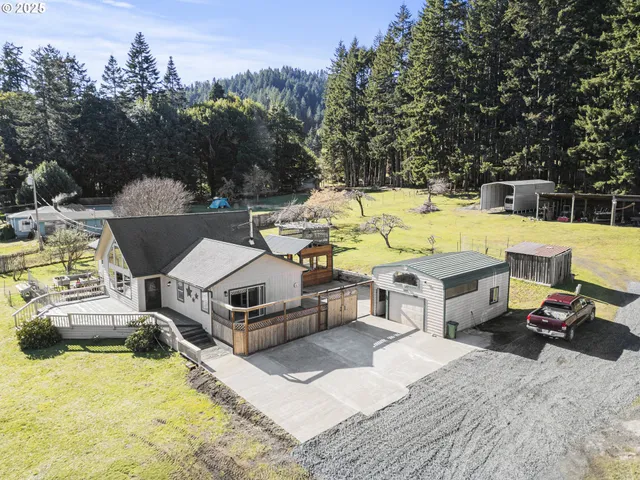 a view of a swimming pool with a patio