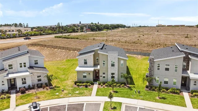 a view of a city with tall buildings