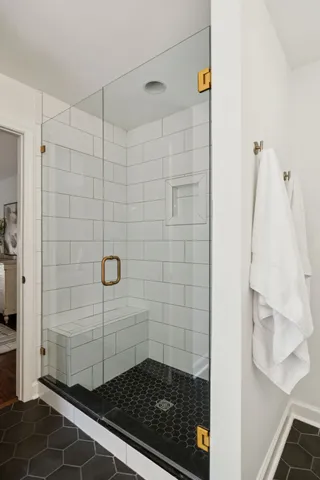 a bathroom with a shower