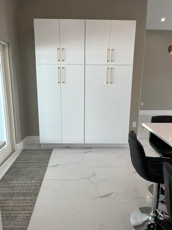 a close view of wooden cabinets