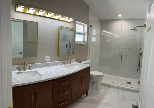 a bathroom with a shower