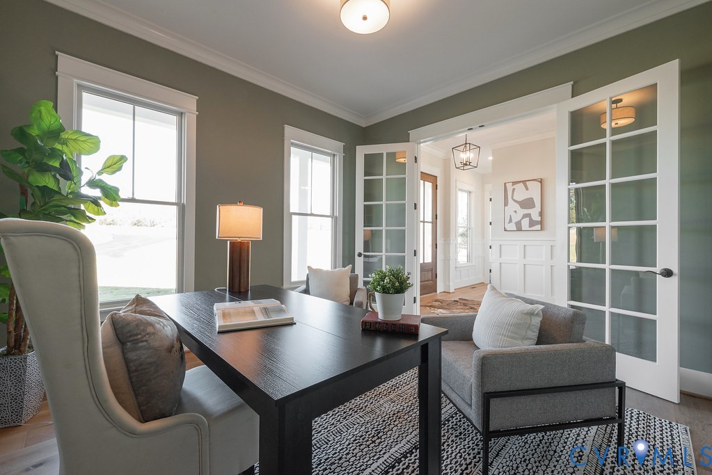 2110 Manakin Road Manakin-Sabot, VA 23103 - Photo 12 of 50 Home office with crown molding and hardwood floors