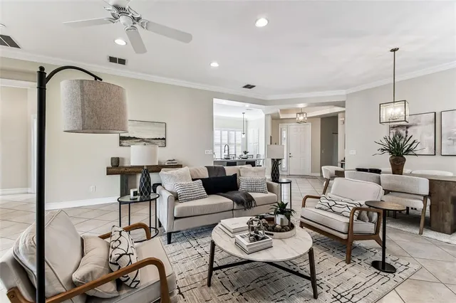 a living room with furniture