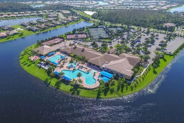 an aerial view of a house