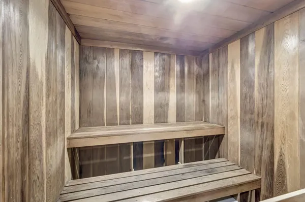 a view of a hallway with washer and dryer
