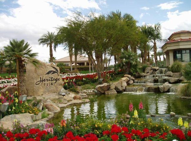 44017 Royal Troon Drive Indio, CA 92201 - Photo 25 of 33 a view of swimming pool with a garden and plants