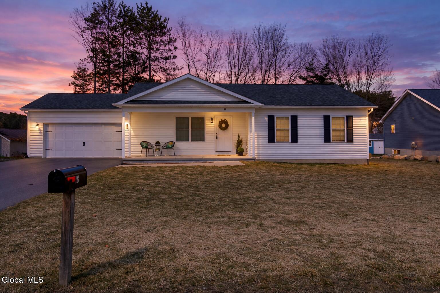Suburban charm at sunset
