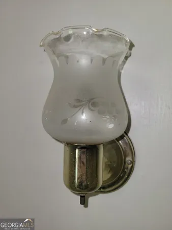 a view of a chandelier in a room