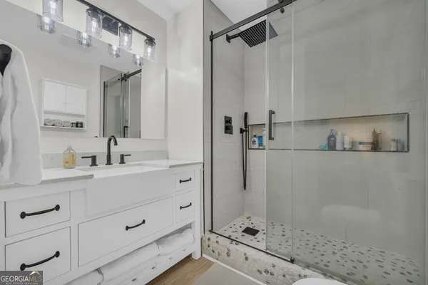 a bathroom with a shower