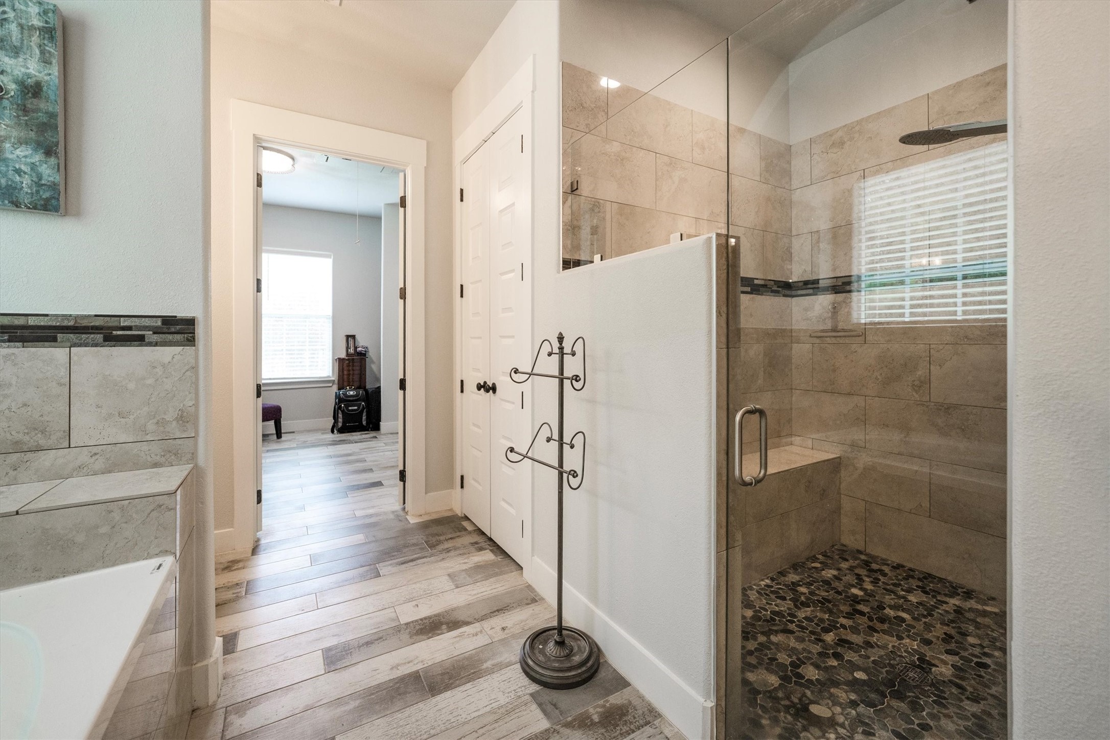 1022 Fm 1696 Road West Huntsville, TX 77320 - Photo 24 of 50 Across from the tub is a beautiful walk-in glass enclosed shower