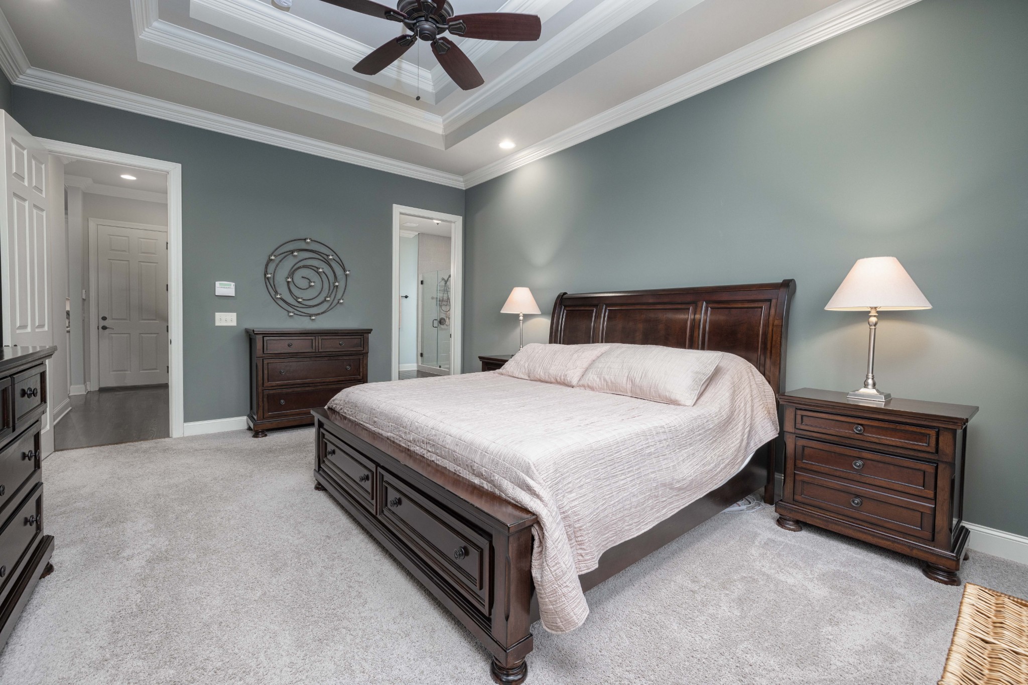 148 Truman Road West Franklin, TN 37064 - Photo 18 of 41 a bedroom with a bed and a chandelier