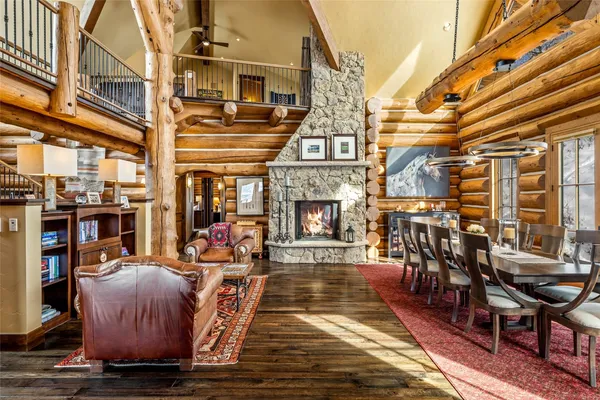 a view of a building with sitting area