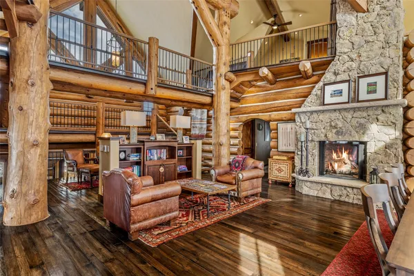 a view of a building with sitting area