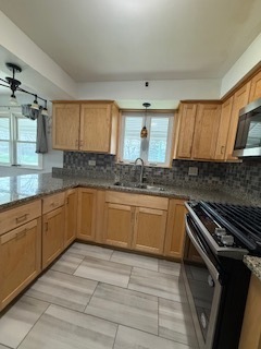 2900 East 101st Street Chicago, IL 60617 - Photo 9 of 27 a kitchen with stainless steel appliances granite countertop a sink stove and cabinets