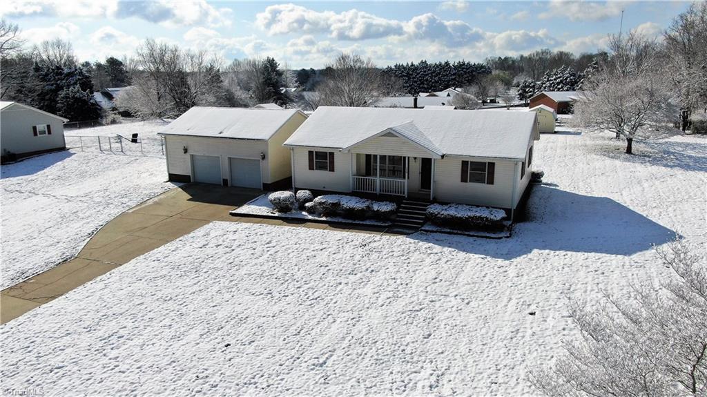 This view shows the oversized 2 car garage.