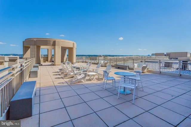 a view of a terrace with chairs