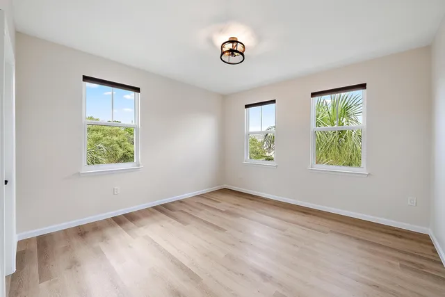 an empty room with windows