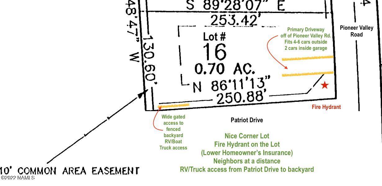 9612 Pioneer Valley Road Flagstaff, AZ 86004 - Photo 63 of 64 Lot 16_Plat Map_Shows Parking & Fire Hyd