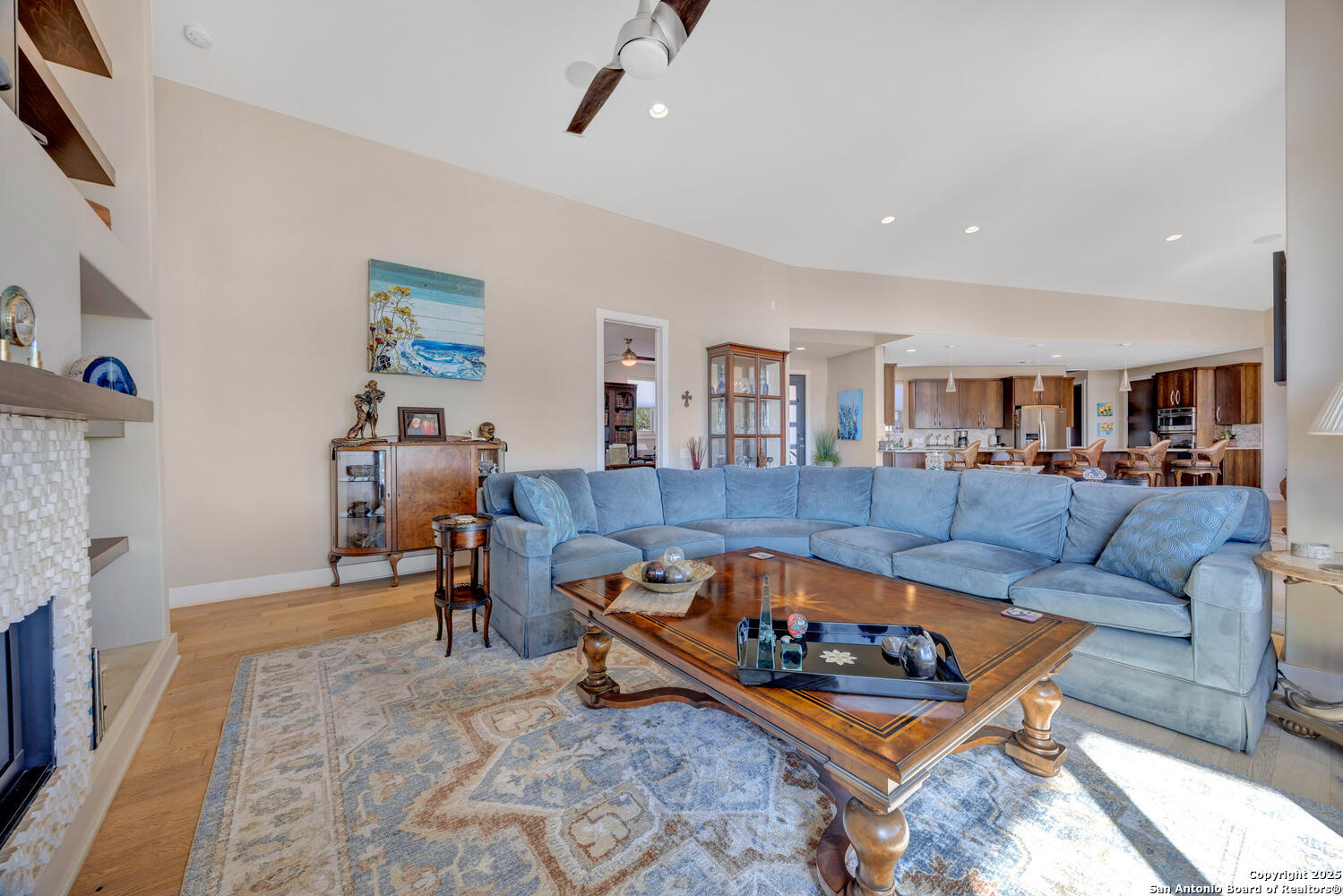 1758 Lincoln Smith Road Round Mountain, TX 78663 - Photo 9 of 50 a living room with furniture and a fireplace