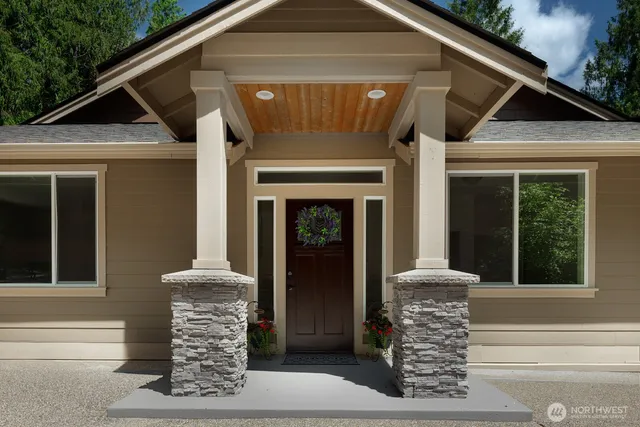 a front view of a house with windows