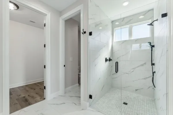 a bathroom with a shower