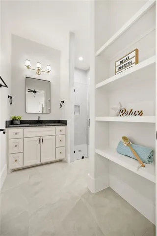 a bathroom with a bathtub